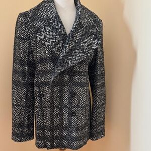 Burberry Black and White Pea Coat